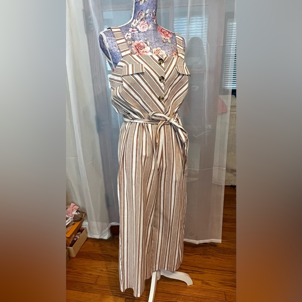 Tan Brown and White Jumpsuit NWT